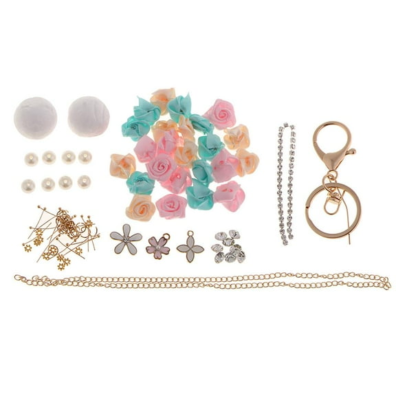 EHJRE DIY Ball Flowers Keychain Key Making Kit Purse Bag Charm Craft Supplies 5