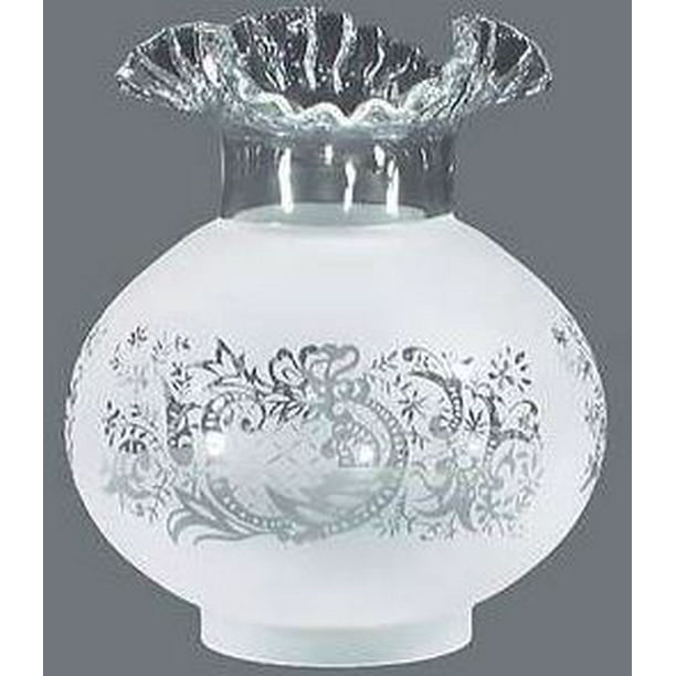 Satin Etched Fluted Glass Oil Lamp, Fluted Glass Light Shades