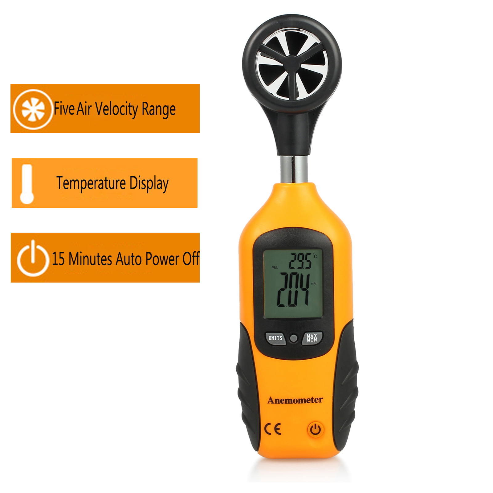 Digital LCD Air Wind Speed Anemometer Temperature Gauge Meter Tester Thermometer 