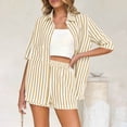 thumbnail image 4 of Bixock Maternity Pants,Womens Over The Belly Pants,Women's Maternity Clothing Two-piece Loose Striped Off Shoulder Shirt Top Shorts Set, 4 of 7