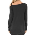 thumbnail image 3 of SWQZVT Womens Long Sleeve Twist Knot Top Sexy Off the Shoulder Tops for Women Casual Tunic Tops Solid Gray Blouse, 3 of 3