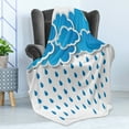 thumbnail image 4 of Rain Soft Flannel Fleece Throw Blanket, Trippy Convective Cloud Group Like Savannah Forecast Drips Theme Autumn Rain, Cozy Plush for Indoor and Outdoor Use, 60" x 80", Blue White, by Ambesonne, 4 of 5