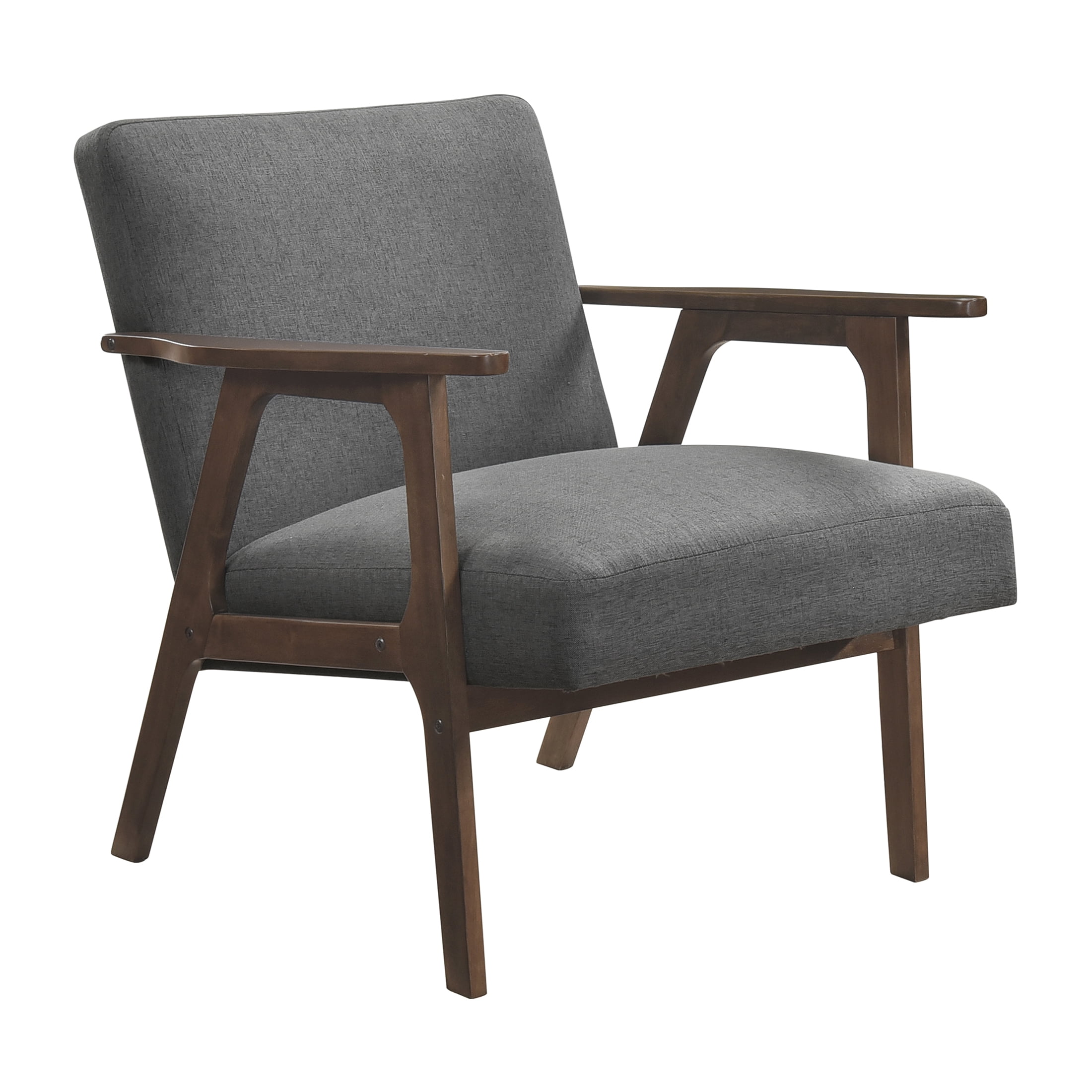 OakvillePark Harrowveil Textured Fabric Accent Chair, Dark Gray/Brown Wood