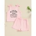 thumbnail image 2 of Suealasg Toddler Girls Summer Clothes 1T 2T 3T 4T 5T Short Sleeve Letter Print Tank Tops + Shorts Kids Baby Girls Outfits Sets, 2 of 7