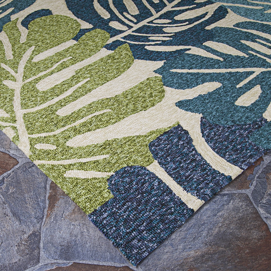 Couristan Covington Monstera Cream-Multicolor Indoor / Outdoor Area Rug, 7'10" Round