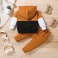 thumbnail image 4 of Toddler Girl's Outfit Set Patchwork Color Hoodie and Pant Suit Unisex Sweatsuit 2Pcs Set, 4 of 7