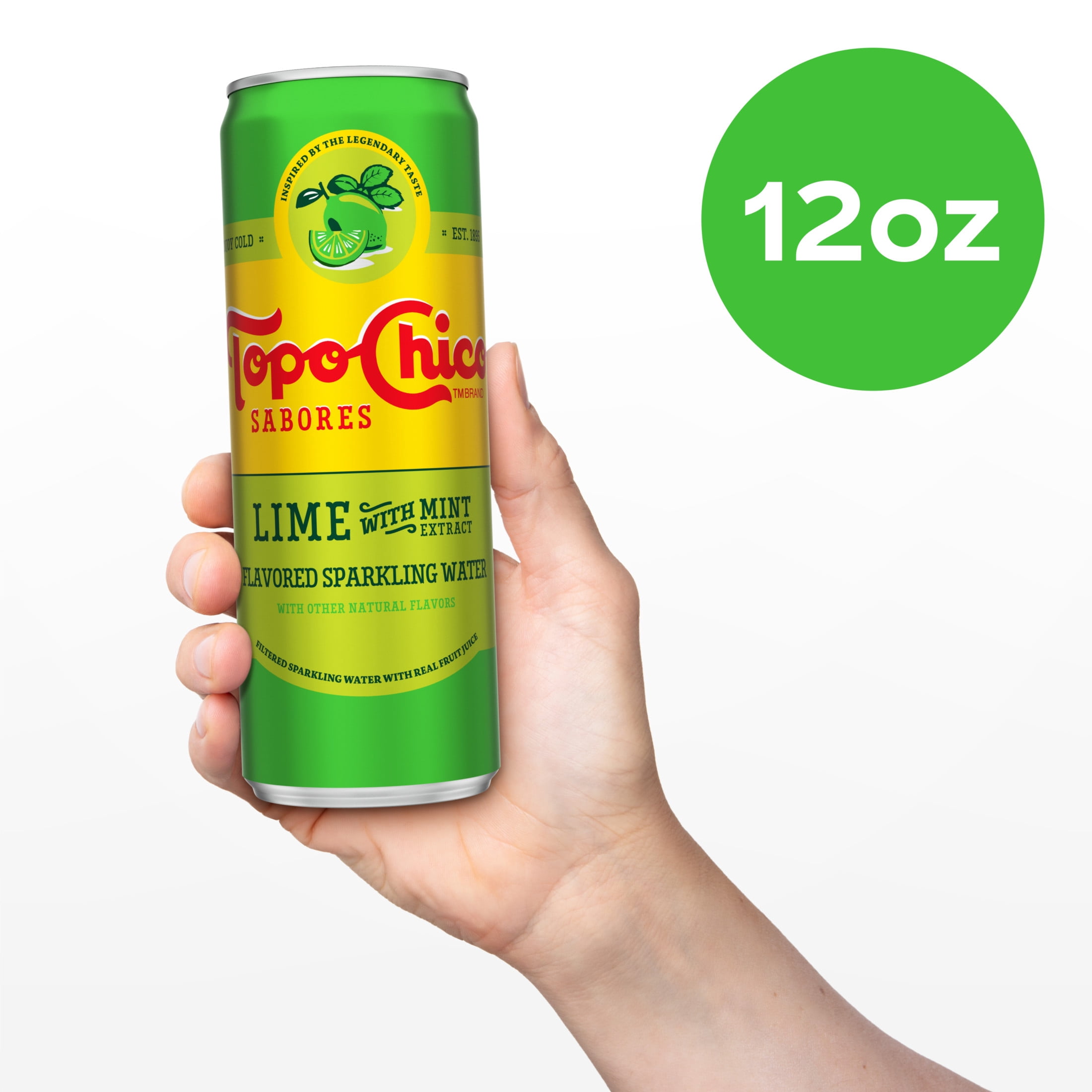 Topo Chico Sabores Lime with Mint Extract Flavored Sparkling Water Cans, 12 fl oz, 8 Pack