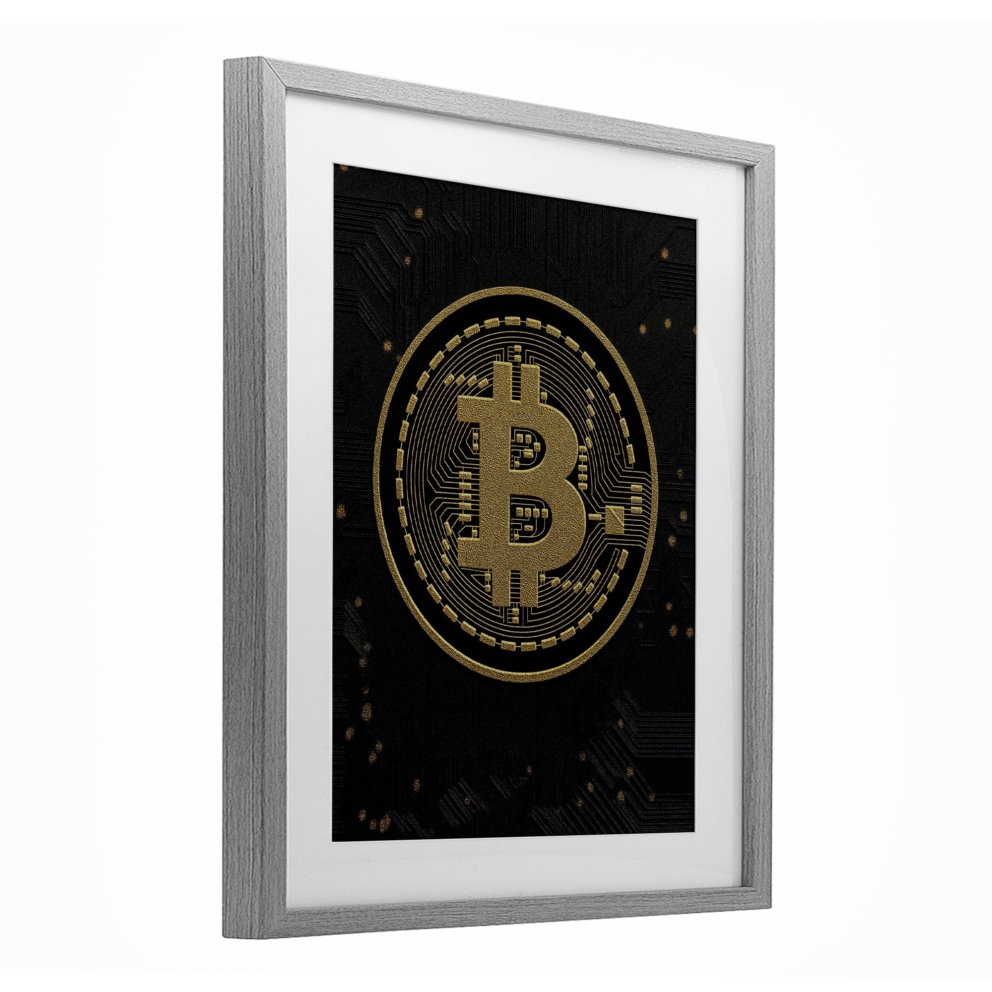 Stupell Industries Bold Golden Digital Currency Gray Framed Print Under Glass, design by Svetlana Aleynikova
