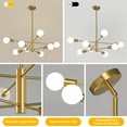 thumbnail image 4 of 8-Light Chandelier Light Fixture Height Adjustable Ceiling Chandelier Gold Chandelier for Kitchen Bedroom and Foyer Modern Sputnik Chandelier, 4 of 8