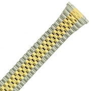 XL Watch Band Expansion Metal Stretch Gold Silver Tone Straight Ends Fits 16mm to 22mm Mens (Two-Tone)
