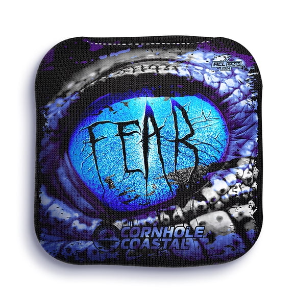 Cornhole Coastal Set of 4 Regulation Professional Dual Sided ACL Pro Approved Cornhole Bags for Corn Hole Toss Games - For All Skill Levels (Fear, Indigo)