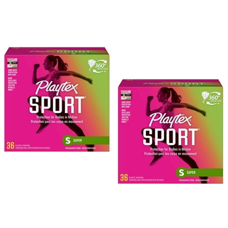 Playtex Sport Unscented Super Absorbency Tampons 36 ea (Pack of 2)