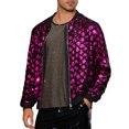 thumbnail image 1 of CHAQUETA CHIC para Hombres Chaqueta de Béisbol con Lentejuelas Argyle Chaqueta Brillante para Fiesta Club Color Rojo Rosa, 1 of 6