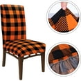 thumbnail image 2 of 4Pcs Fall Chair Slipcovers Orange White Buffalo Check Dining Chair Covers Protector Removable Stretch Elastic Seat Covers for Thanksgiving Party Kitchen Home Hotel Restaurant Ceremony Decor, 2 of 6