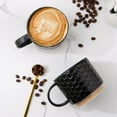 thumbnail image 5 of AmorArc 12OZ Stackable Coffee Mugs, Ceramic Coffee Mugs with Texture Patterns for Man,Woman,Dad,Mom, Modern Coffee Mugs Set of 4 for Latte/Cappuccino/Cocoa. Dishwasher&Microwave Safe, Black-031BK, 5 of 7