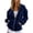 Navy, variant on Domzest Womens Velour Zip Up Hoodies Oversized Full Zipper Long Sleeve Sweatshirts Fall Winter Casual Comfy Track Jackets with Pokets Khaki XXL