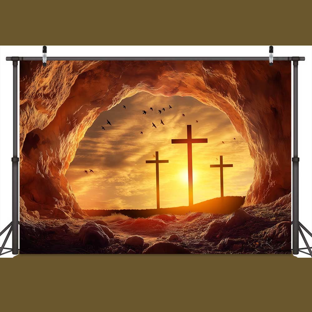 10 x 8 ft Easter Tomb Backdrop Fabric Resurrection of Jesus Christ Cross Empty  Tomb Stone Hole Backdrop Holy-Light Sunset Banner Crucifix Christianity  Church Easter Events Decor Props - Walmart.com, image size:1000x1000