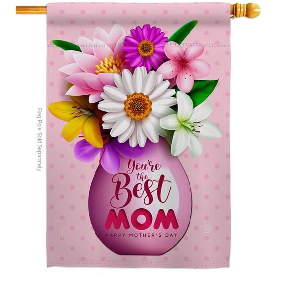 Ornament Collection H190099-BO 28 x 40 in. You-re The Best Family mother day Vertical House Flag with Double-Sided Decorative Banner Garden Yard Gift