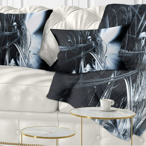 Designart 3D Abstract Art White Floral - Abstract Throw Pillow - 12x20