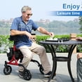 thumbnail image 4 of WalkMate Rollator Walker for Seniors with Cup Holder, Upgraded Thumb Press Button for Height Adjustment, 8" Wheels Folding Lightweight Walking Aid with Seat Padded Backrest, Red, 4 of 9