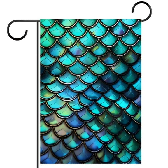 Mermaid Scales Turquoise Welcome Garden Flags, 12 x 18 Inch Double Sided Outdoor Yard Flags Waterproof For Home Outside Patio Lawn Porch