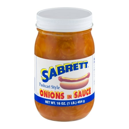 Sabrett Pushcart Style Onions in Sauce, 16 oz Jar, Refrigerated