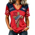 thumbnail image 5 of Womens Summer Tops Usa Graphic Tee Cotton T Shirts Women Memorial Day Outfits for Women Womens Patriotic Tops Patriotic Womens Clothing Red White and Blue Shirts for Women Casual Tops, 5 of 5