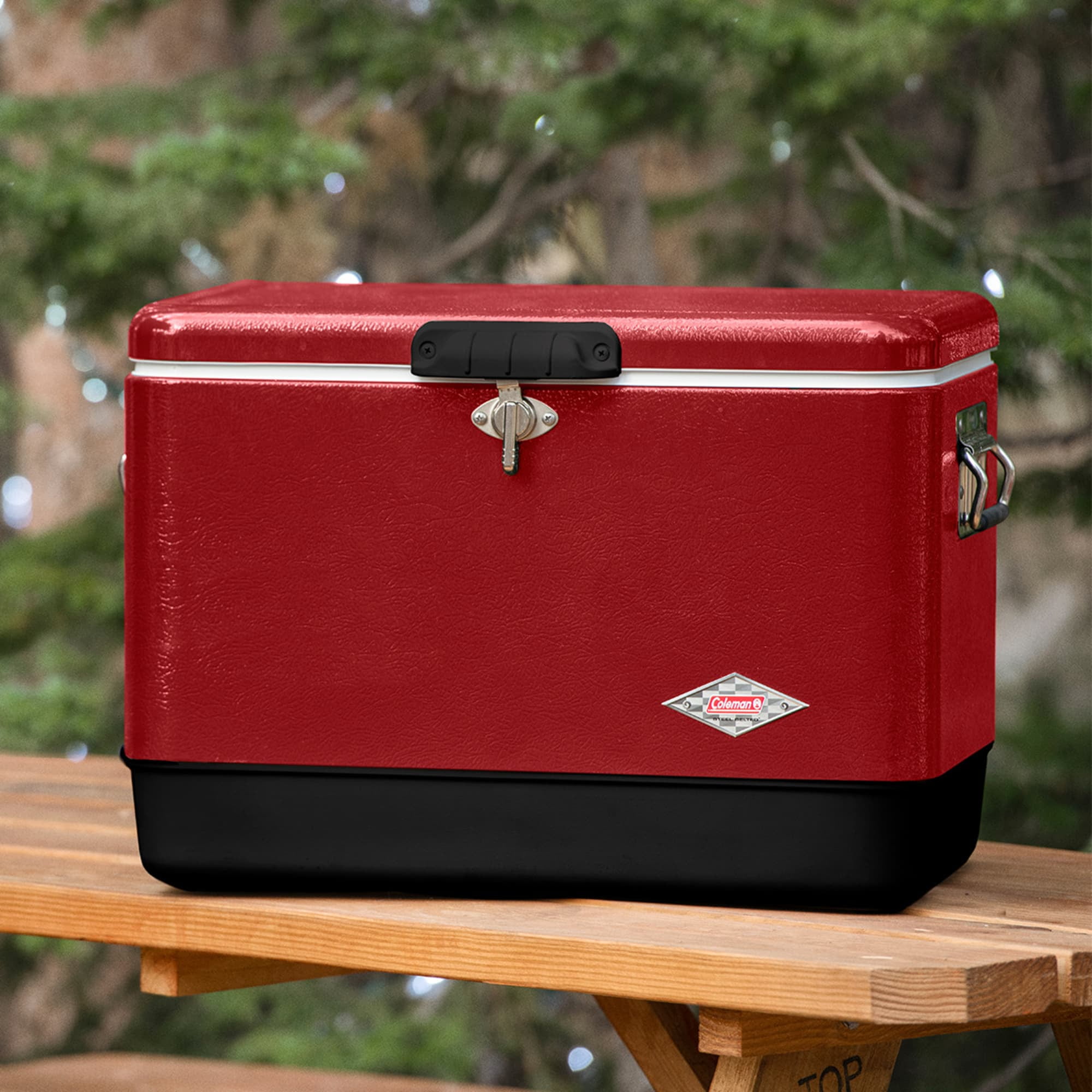 Coleman Vintage 54-Quart Steel Belted Cooler, Red