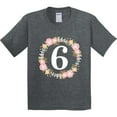 thumbnail image 3 of Inktastic 6th Birthday Floral Wreath Youth T-Shirt, 3 of 5