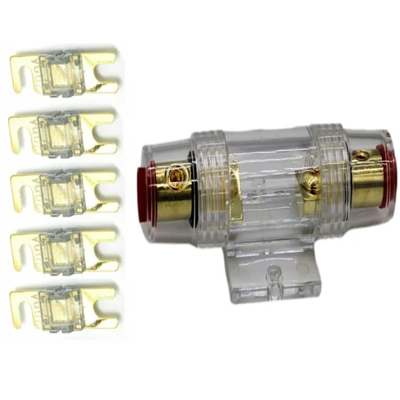 Imc Audio 200 Amp Mini Anl And 5 Fuses Fuse Holder 4 6 8 Gauge Car Audio Gold