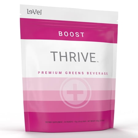 Le-Vel Thrive Boost – Premium Gluten-Free Greens Powder with pH Balancing Blend, Probiotics, Enzymes, Fruits, Vegetables, and Super Green Grasses – 30 Berry-Flavored Packets