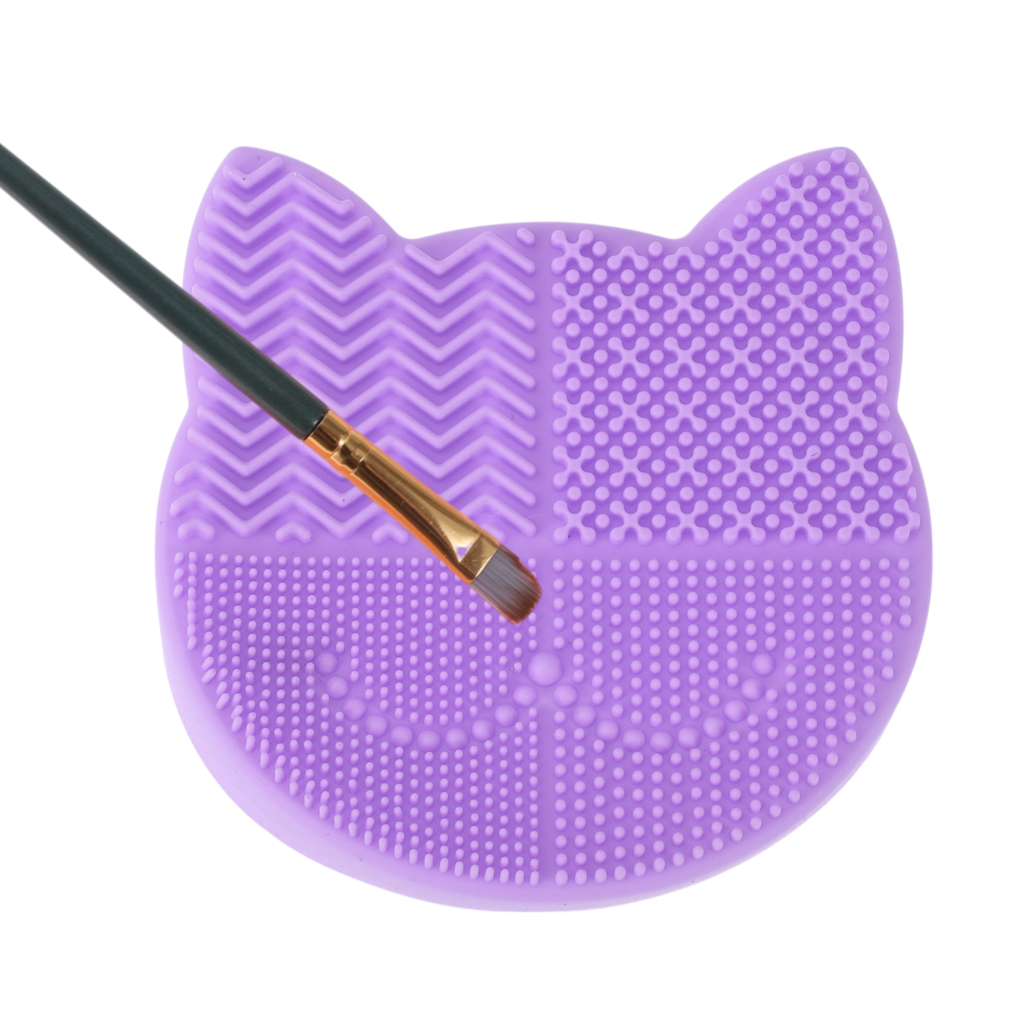 Unique Bargains Cat Shape Makeup Brush Storage Cleaner Purple