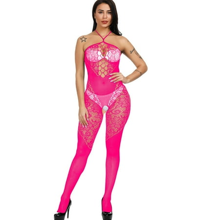 Generic New Sexy Lingerie Women s Sexy Siamese Jacquard Fishnet Clothes Hollow-out Camisole See-through Hip Lifting One-Piece Stockings