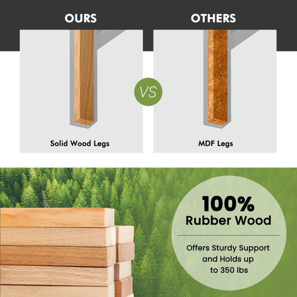 Demi Bonn 24" Set of 2 Counter Height Bar Stools with Solid Wood Legs, Modern Dining Chair, Gray