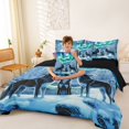 thumbnail image 4 of Manfei Mountain Wolves 7 Pieces Full Size Bedding Sets,Snowy Winter Full Size Bed in a Bag,White Green,Black Reversible, 4 of 7