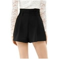 thumbnail image 6 of INSPIRE CHIC Women's Elegant Bow Self-Tie Belt High Paper Bag Waist Pleated Shorts S Black, 6 of 9