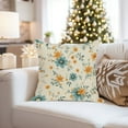 thumbnail image 4 of Ethan Taylor Floral Throw Pillow Soft Cushion Cover 'Retro Flower Bouquet Flowers' Cottage Pattern Decorative Square Accent Pillow Case, 20x20 Inches, Blue, Orange, 4 of 5