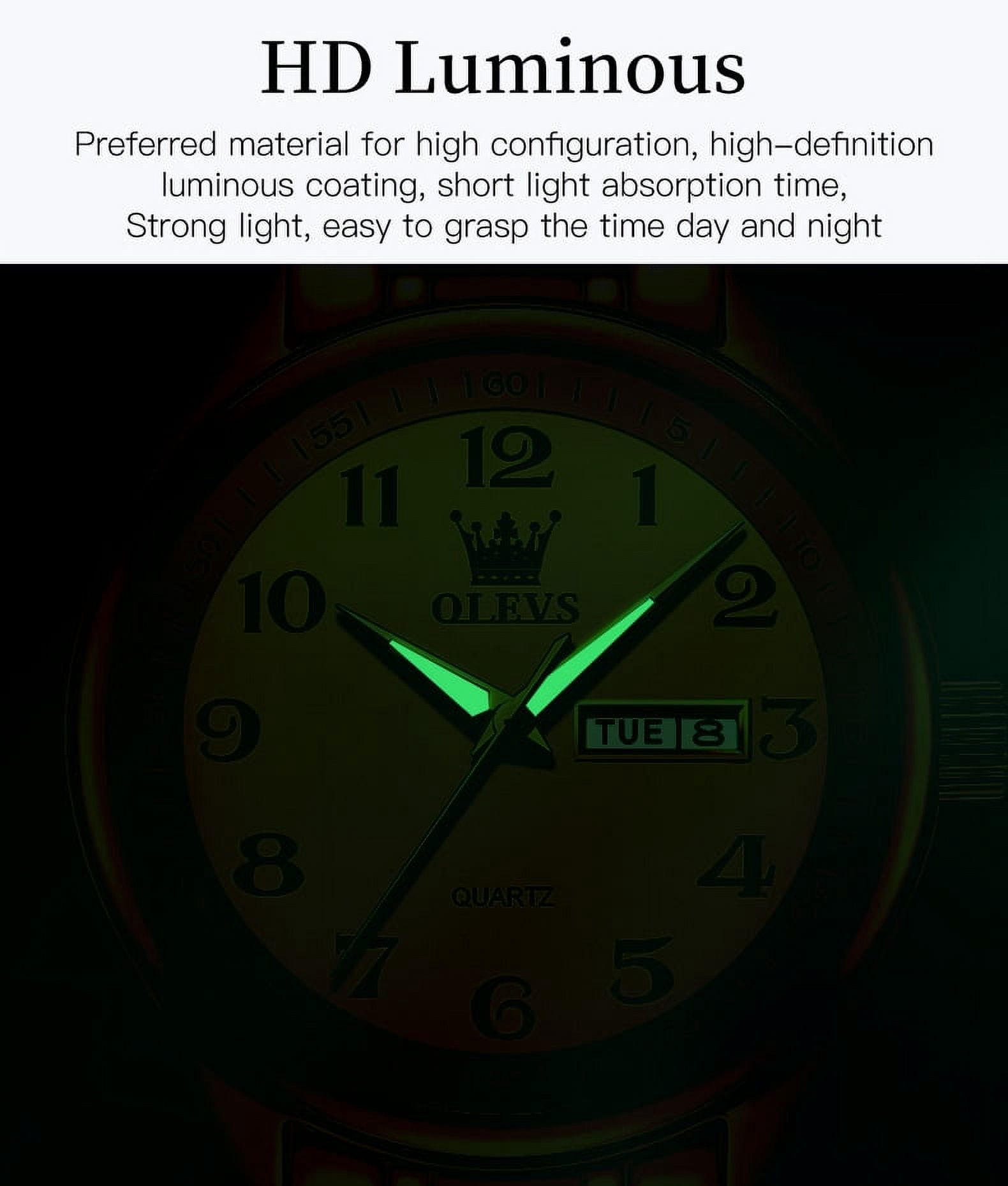 OLEVS Valentines Couple Pair Quartz Watches Luminous Calendar Date Window 3ATM Waterproof, Casual Stainless Steel His and Hers Wristwatch for Men Women Lovers Wedding Romantic Gifts Set of 2