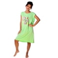 thumbnail image 2 of Women's Sleeveless Printed Text Long Tee Dorm T-shirt Nightgown sleepwear One Size, Green, 2 of 5