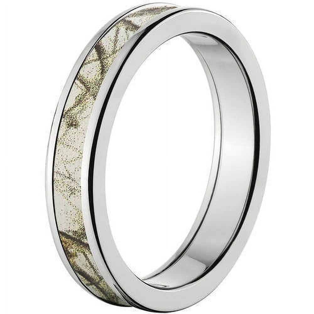4mm Half-Round Titanium Ring with a RealTree Snow Camo Inlay