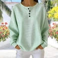 thumbnail image 4 of Tsesme Women’s Striped Sweatshirt - Round Neck Button Pullover Tops - Long Sleeve Relaxed Fits Fall Fashion Sweatshirt Tops, 4 of 6