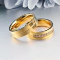 thumbnail image 4 of 18K Gold Plated Couple Ring Men/Women Lovers CZ Titanium Steel Wedding Band 6-12, 4 of 9