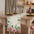 thumbnail image 2 of Table Runners 70 Inches Long Dress Scarves, Spring Pink Roses Farmhouse Coffee/Dining/Kitchen Table Decor, Holiday Table Runner, Pastoral Eucalyptus Leaves Rustic Burlap 13x70 Inch, 2 of 9