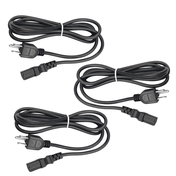 Cable de alimentación AC de 6 pies, paquete de 3 para computadora de escritorio y monitor