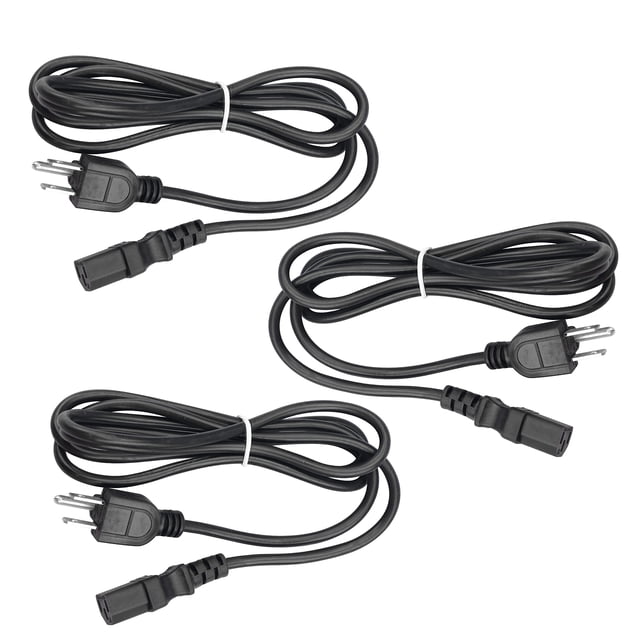 Cable de alimentación AC de 6 pies, paquete de 3 para computadora de escritorio y monitor