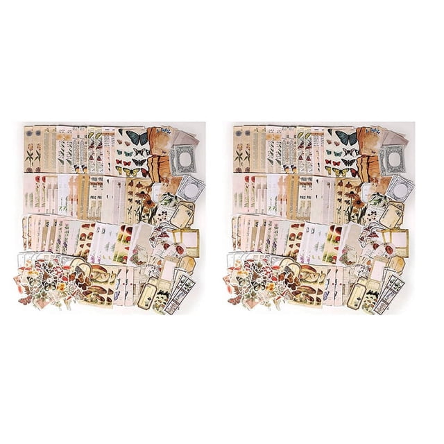 Paquete de Suministros de álbum de Recortes Vintage de 400 Piezas para Planificadores de Diario Basura Pegatinas de Papel DIY Paquete de Efímero Vintage Decoupage