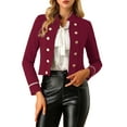 thumbnail image 5 of MODA NOVA Juniors 1960 Vintage Steampunk Open Front Button Decor Casual Jacket Burgundy XL, 5 of 6