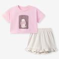 thumbnail image 2 of Caqnni Toddler Baby Girls Summer Clothes Outfits Ruffle Camisole Spot Dot Tops and Casual Shorts Newborn Girl Clothing 2Pcs Summer Playwear Beach Outfits 2-3 Years,Pink, 2 of 9