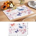thumbnail image 6 of Butterfly Flowers Placemats Set of 12 Watercolor Pastoral Spring Plants Place Mats Indoor Wipeable Table Mats Washable Cloth Dining Table Placemats for Kitchen Holiday Party Home Decor 13x19 Inch, 6 of 9