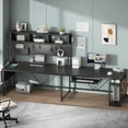 thumbnail image 4 of L Shaped Desk with Power Outlet and Pegboard,  Reversible Gaming Desk with LED Lights, 2 Person Corner Computer Desk for Home Office, Black, 4 of 9